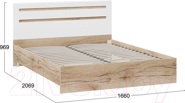 Изображение товара Двуспальная кровать ТриЯ Фьюжн ТД-260.01.03 160x200 (белый глянец/дуб делано)