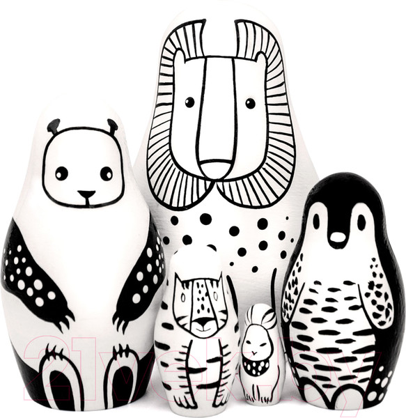 Изображение товара Матрешка сувенирная Брестская Фабрика Сувениров С черными и белыми животными / 5312