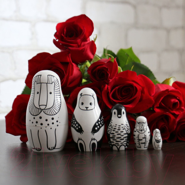Изображение товара Матрешка сувенирная Брестская Фабрика Сувениров С черными и белыми животными / 5312