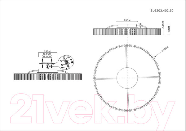 Изображение товара Потолочный светильник ST Luce SL6203.402.50