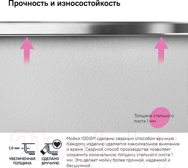 Изображение товара Мойка кухонная IDDIS Edifice EDI44G0i77