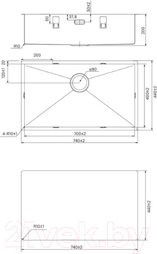 Изображение товара Мойка кухонная IDDIS Edifice EDI74G0i77