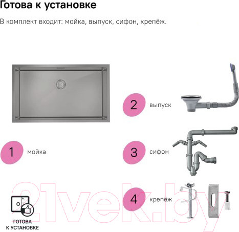 Изображение товара Мойка кухонная IDDIS Edifice EDI74G0i77