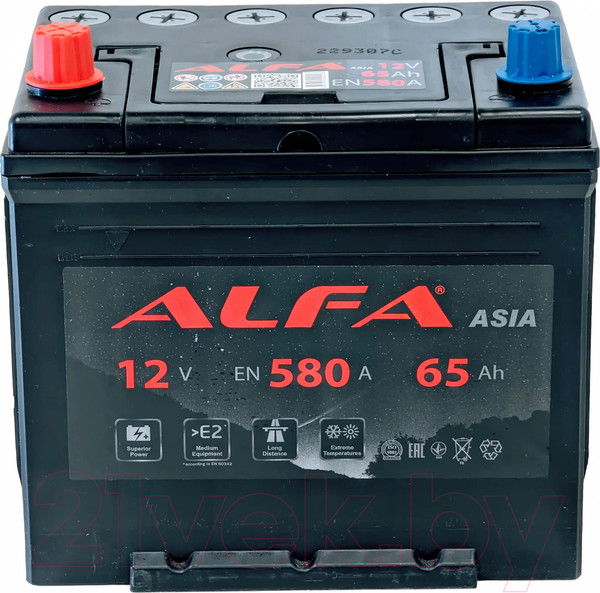 Изображение товара Автомобильный аккумулятор ALFA battery Asia JL 580A с бортом (65 А/ч)