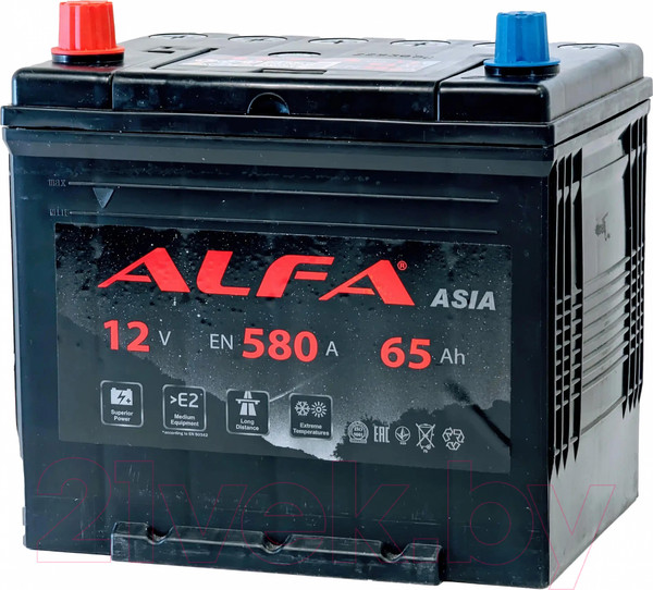 Изображение товара Автомобильный аккумулятор ALFA battery Asia JL 580A с бортом (65 А/ч)