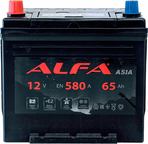 Изображение товара Автомобильный аккумулятор ALFA battery Asia JL 580A с бортом (65 А/ч)