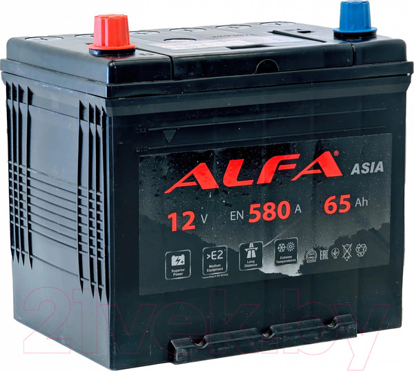 Изображение товара Автомобильный аккумулятор ALFA battery Asia JL 580A с бортом (65 А/ч)