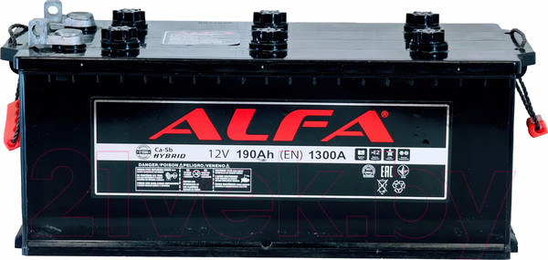 Изображение товара Автомобильный аккумулятор ALFA battery Рус 4 с бортами (190 А/ч)