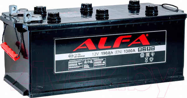 Изображение товара Автомобильный аккумулятор ALFA battery Рус 4 с бортами (190 А/ч)