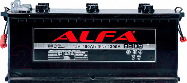 Изображение товара Автомобильный аккумулятор ALFA battery Рус 4 с бортами (190 А/ч)