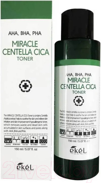 Изображение товара Тонер для лица Ekel AHA, BHA, PHA Miracle Centella Cica Toner для проблемной кожи (150мл)