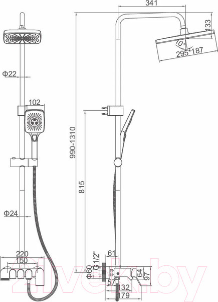 Изображение товара Душевая система со смесителем Ledeme L2425B (черный)