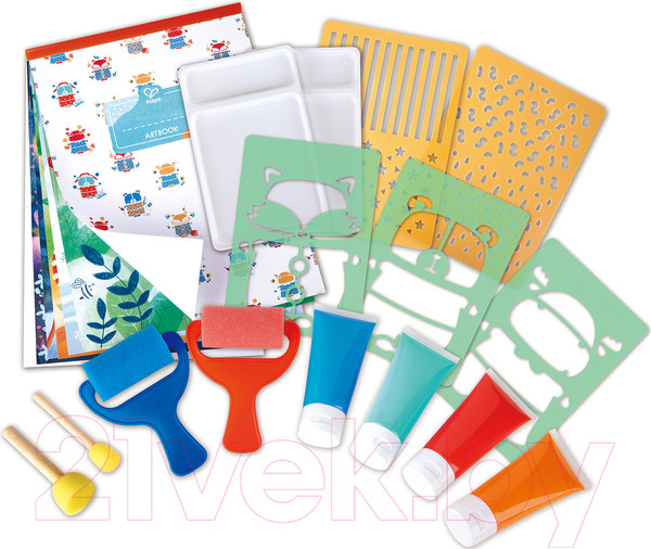 Изображение товара Набор для творчества Hape Для рисования губкой и валиками по трафаретам / E1067_HP