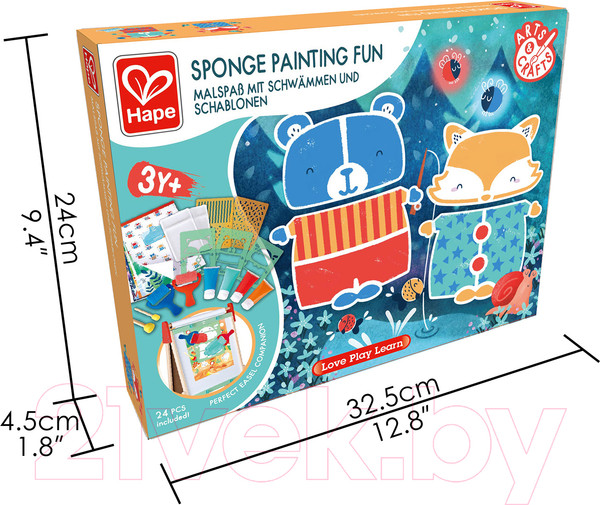 Изображение товара Набор для творчества Hape Для рисования губкой и валиками по трафаретам / E1067_HP