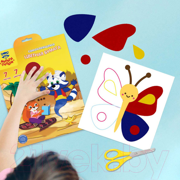 Изображение товара Набор цветной бумаги Мульти-пульти Приключение Енота / БС7А4_11095 (7цв)