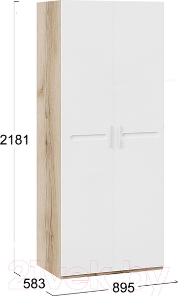 Изображение товара Шкаф ТриЯ Фьюжн ТД-260.07.02 (белый глянец/дуб делано)