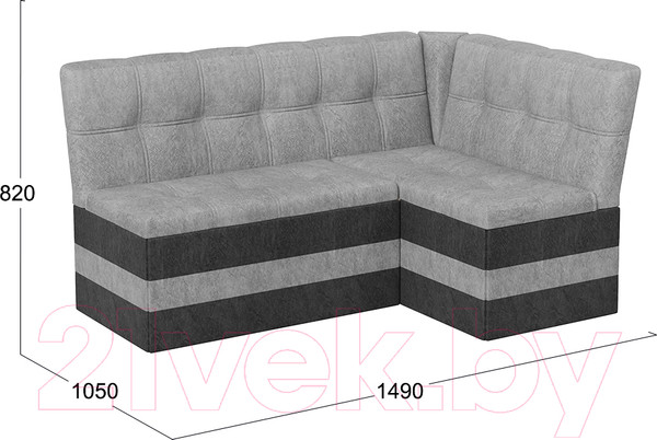 Изображение товара Уголок кухонный мягкий ТриЯ Оскар исп.2 (микровелюр Wellmart Silver/Graphite)