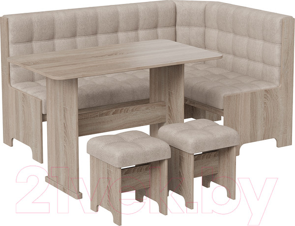 Изображение товара Обеденная группа ТриЯ Флорида (дуб сонома трюфель/микровелюр Wellmart Dark Beige)