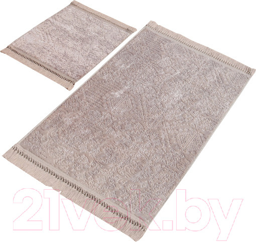 Изображение товара Набор ковриков для ванной и туалета Karven Buket Sacakli / KV 416 (Kahve/темно-бежевый)