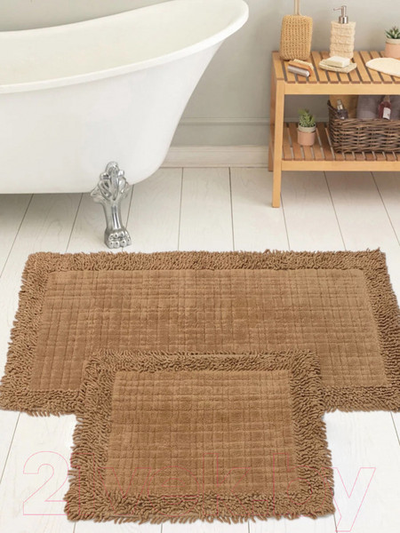 Изображение товара Набор ковриков для ванной и туалета Karven K.M.Ekose / KV 426 (Acik Kahve/кофейны)