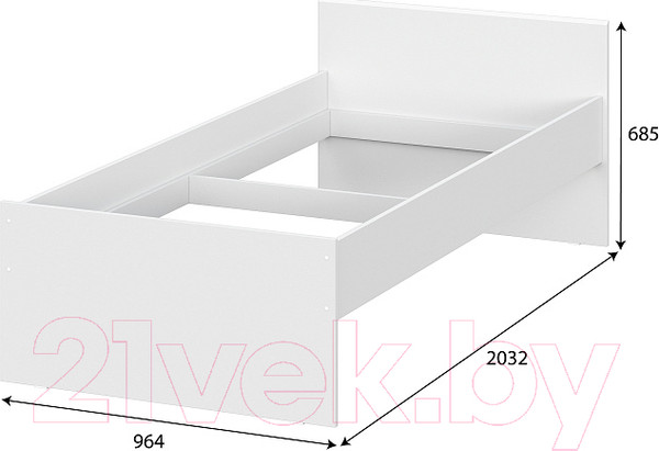 Изображение товара Каркас кровати NN мебель Токио 90x200 (белый текстурный)
