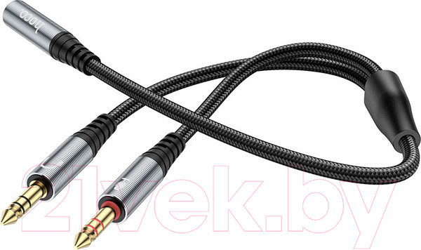 Изображение товара Кабель Hoco UPA21 2в1 Jack 2 вилки - Jack розетка (0.25м, металлик)