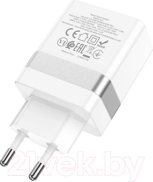 Изображение товара Адаптер питания сетевой Hoco N21 (белый)