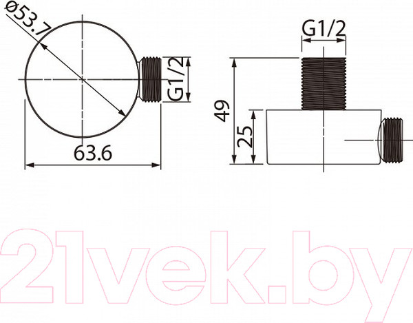 Изображение товара Подключение для душевого шланга IDDIS 002SB00i62