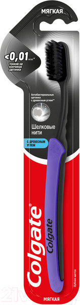Изображение товара Зубная щетка Colgate Slim Soft Charcoal с древесным углем