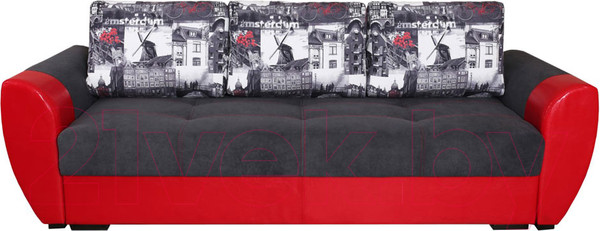 Изображение товара Диван Lama мебель Пингвин-3/6 (Bahama Grafit/Marvel Red/Amsterdam Grafit)