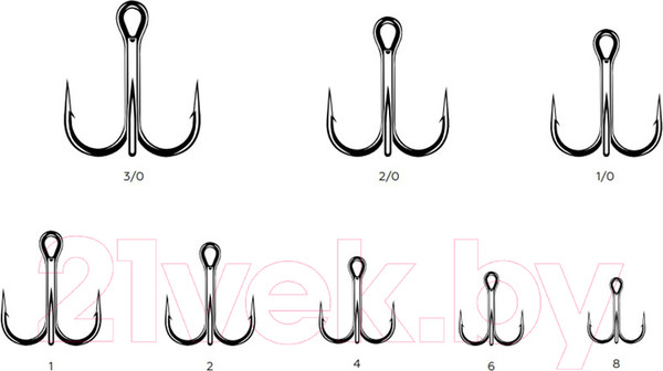 Изображение товара Набор крючков рыболовных Namazu Round Treble №2/0 / N-HRT2/0BN (50шт)