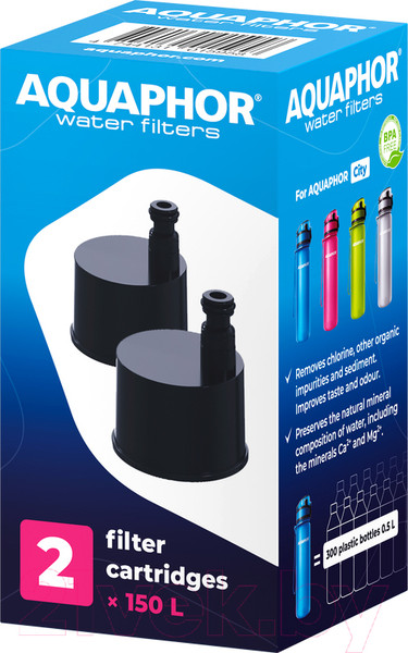 Изображение товара Комплект картриджей для фильтра Аквафор Для фильтр-бутылки Сити (2шт)