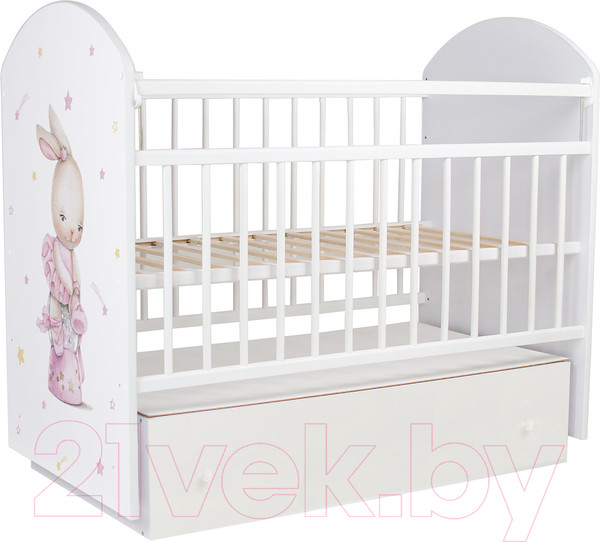 Изображение товара Детская кроватка INDIGO With Love Балерина маятник-ящик (белый)