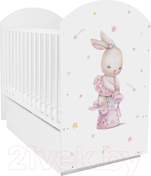 Изображение товара Детская кроватка INDIGO With Love Балерина маятник-ящик (белый)