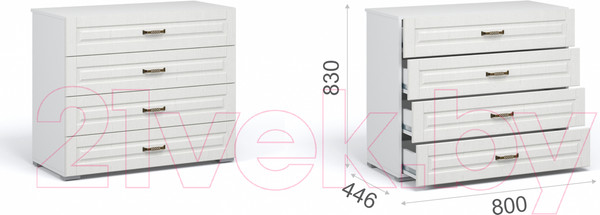 Изображение товара Комод Империал Лацио 4ящ (белое дерево)