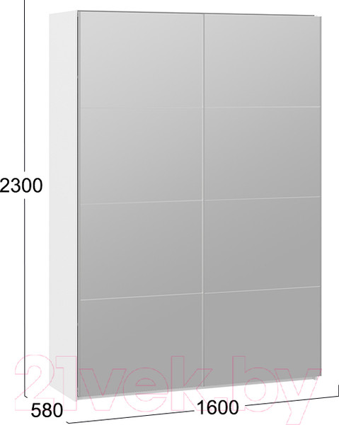 Изображение товара Шкаф-купе ТриЯ Траст СШК 2.160.80-13.13 2-х дверный (белый снег/зеркало)