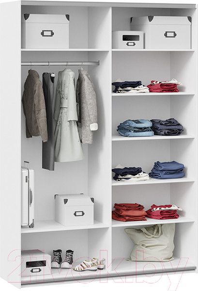 Изображение товара Шкаф-купе ТриЯ Траст СШК 2.160.80-13.13 2-х дверный (белый снег/зеркало)