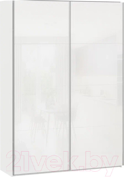 Изображение товара Шкаф-купе ТриЯ Траст СШК 2.160.80-15.15 2-х дверный (белый снег/стекло белый глянец)