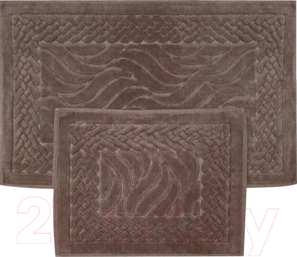 Изображение товара Набор ковриков для ванной и туалета Karven Ruya / KV 106 (Eko Hali Rengi/темно-бежевый)