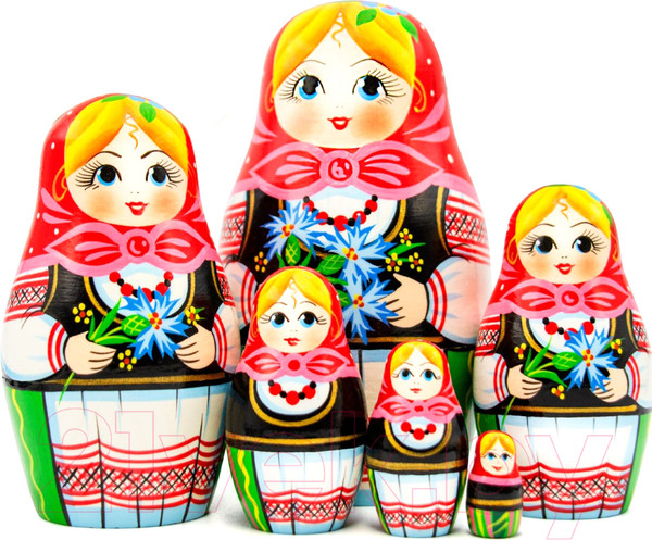 Изображение товара Матрешка сувенирная Брестская Фабрика Сувениров Белорусская традиционная с васильками 6035