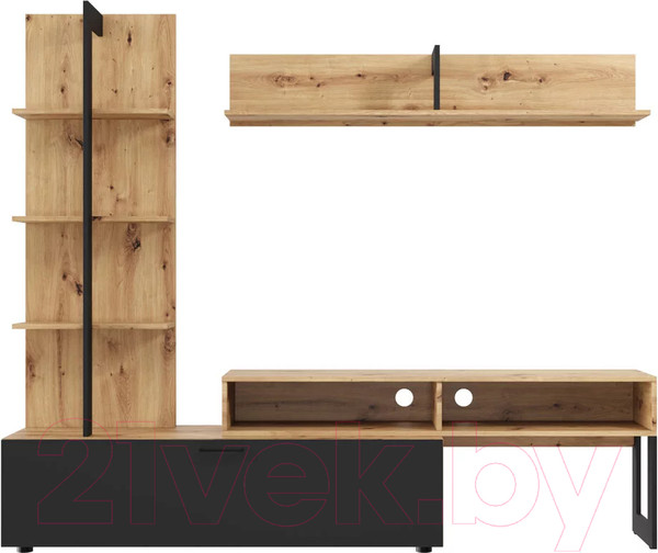 Изображение товара Стенка НК Мебель Juno / 71296595 (дуб артизан/черный)