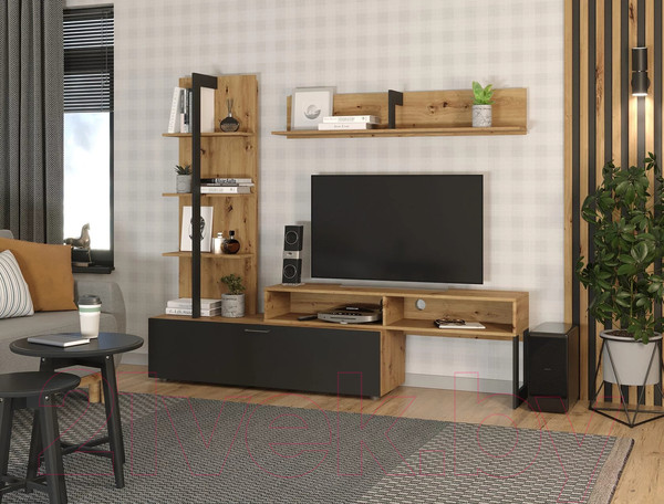 Изображение товара Стенка НК Мебель Juno / 71296595 (дуб артизан/черный)