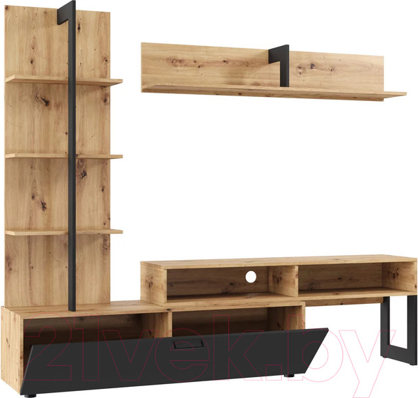 Изображение товара Стенка НК Мебель Juno / 71296595 (дуб артизан/черный)