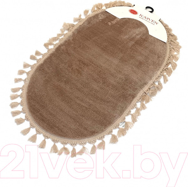 Изображение товара Набор ковриков для ванной и туалета Karven Post Dokuma Oval Sacakli / KV 413 (Cappucino/капучино)