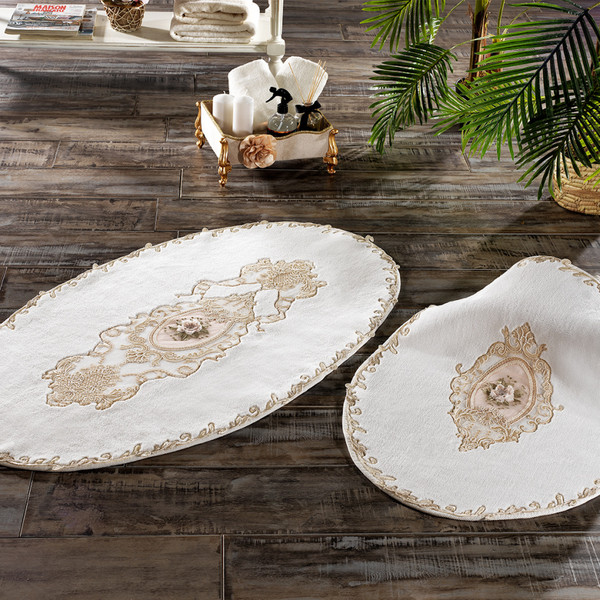 Изображение товара Набор ковриков для ванной и туалета Zebra Casa Floransa / KV 282 (Krem/крем)