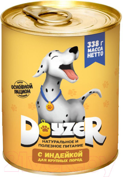 Изображение товара Влажный корм для собак Doyzer Для крупных пород с индейкой (338г)