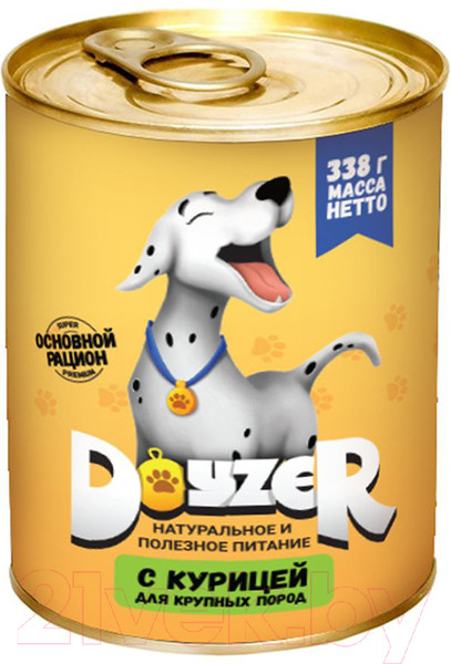 Изображение товара Влажный корм для собак Doyzer Для крупных пород с курицей (338г)