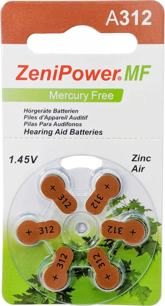 Изображение товара Комплект батареек ZeniPower 312 PR41 для слуховых аппаратов (6шт)