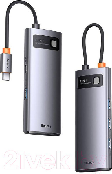 Изображение товара USB-хаб Baseus Metal Gleam 4в1 / WKWG070013 (серый)
