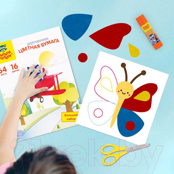 Изображение товара Набор цветной бумаги Мульти-пульти Енот в России / БЦг64-16дв_38556 (16цв)